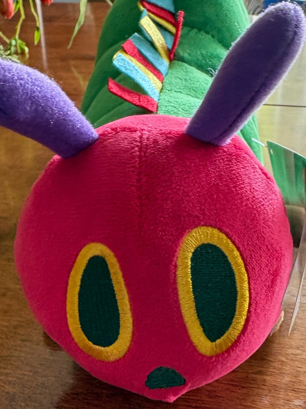 Green Caterpillar Plush Toy - Colorful Felt Spines - Picture 3 of 4